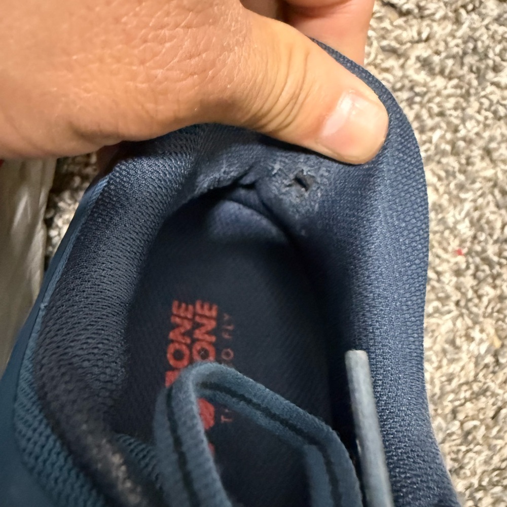 Hoka One One Bondi 7 Men's Blue and Red Athletic Shoes - Picture 8 of 11